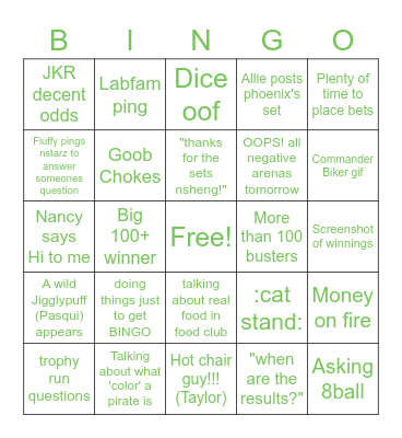 Food Club 2 Bingo Card