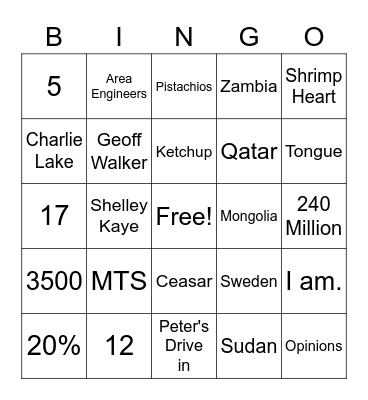 NRM Fun Friday Bingo Card