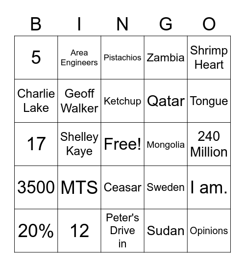 NRM Fun Friday Bingo Card
