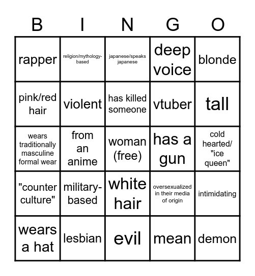 women Bingo Card