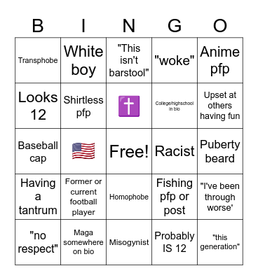Weirdos Bingo Card