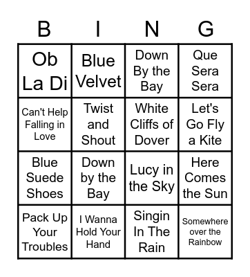 Musical Bingo Card