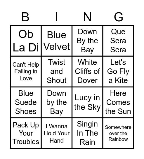 Musical Bingo Card