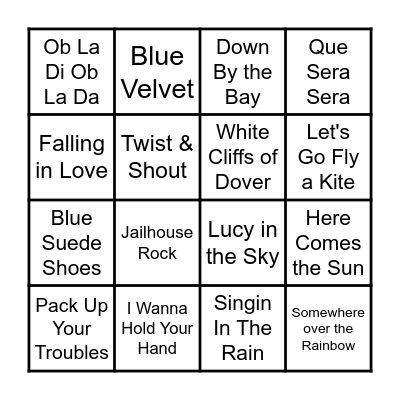 Musical Bingo Card