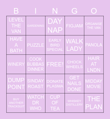 Mumma Sue's Retirement Bingo Card