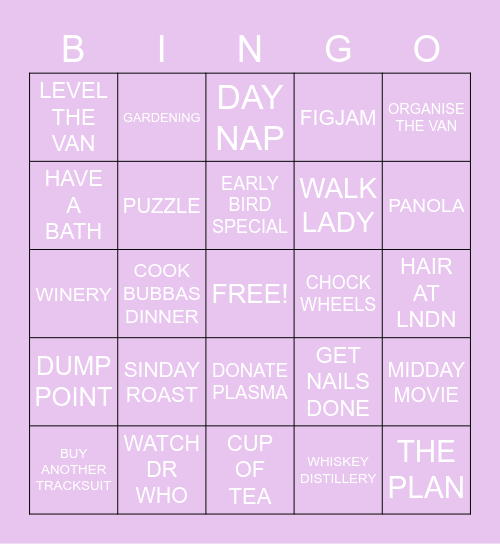 Mumma Sue's Retirement Bingo Card