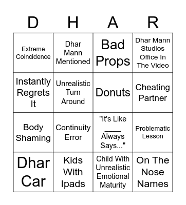 Dhar Mann DG Bingo Card