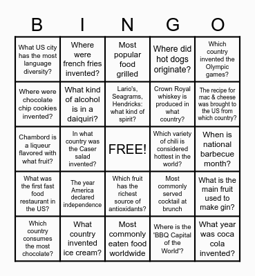 Memorial Day Bingo Card