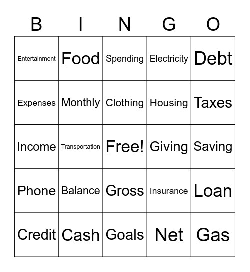 Budget Bingo Card