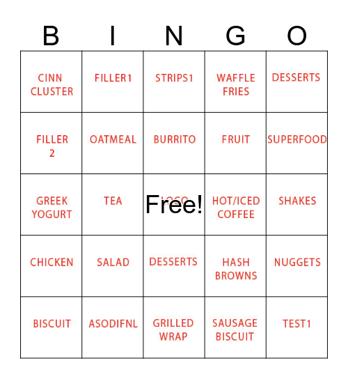 TEST1 Bingo Card