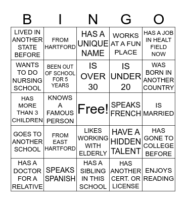 GET TO KNOW EACH OTHER Bingo Card
