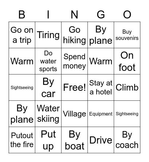 Book 1 unit 8 Bingo Card