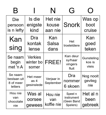 Ken Mekaar Bingo Card