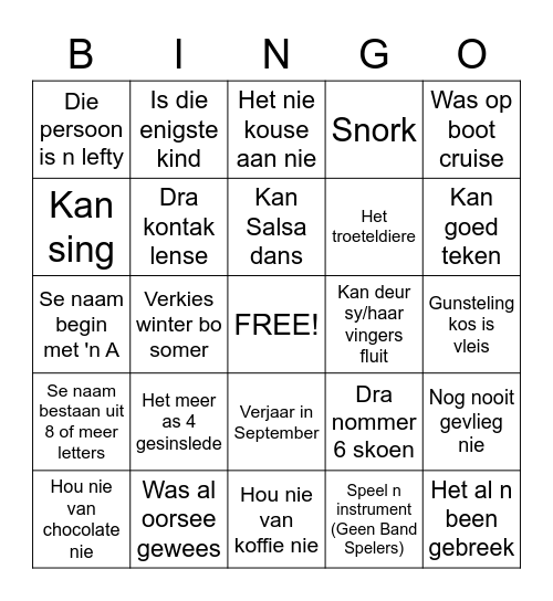 Ken Mekaar Bingo Card