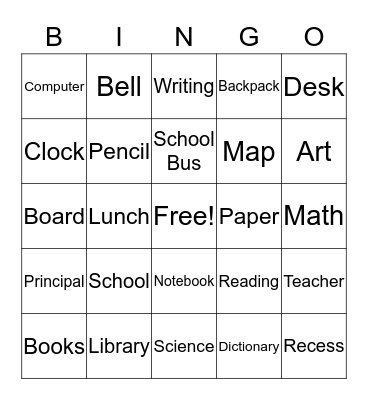 SCHOOL Bingo Card