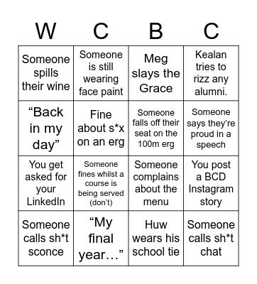 Summer Eights 2023 Bingo Card