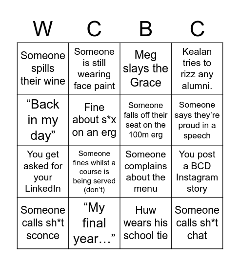 Summer Eights 2023 Bingo Card