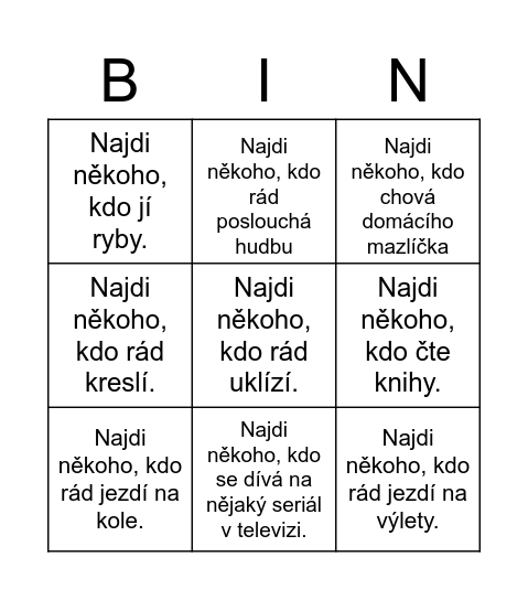 Najdi někoho... Bingo Card