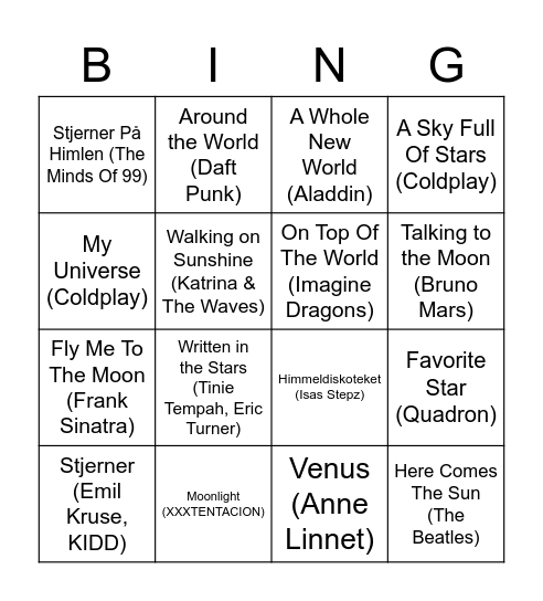 Big Bang Bingo Card