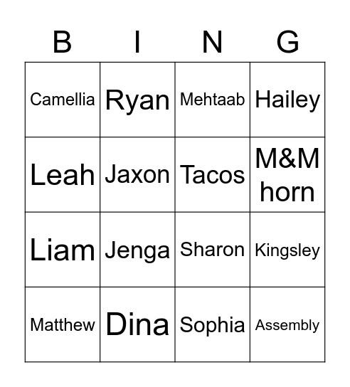 Ms. Ahrari's MAP Class Bingo Card