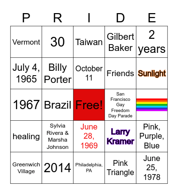 Towne Mortgage Pride Bingo Card