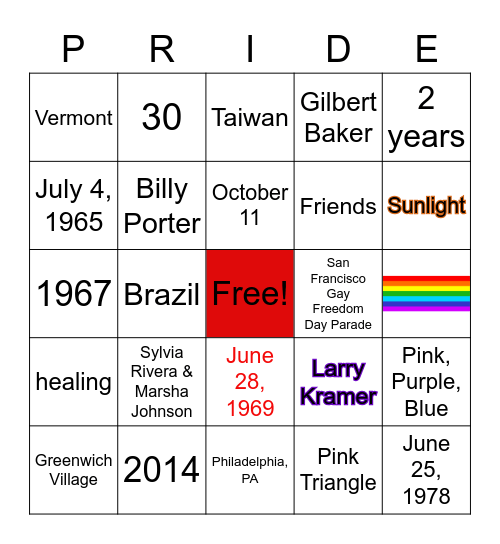 Towne Mortgage Pride Bingo Card