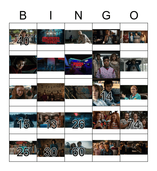 Stranger Things Bingo Card