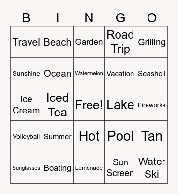 Summer Bingo Card