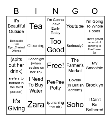 Malinda Bingo Card