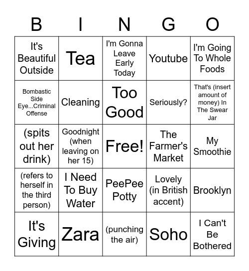 Malinda Bingo Card