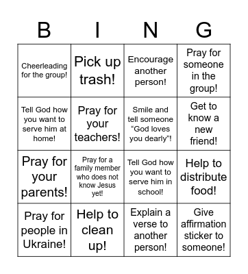 Arise: I Can Serve! Bingo Card