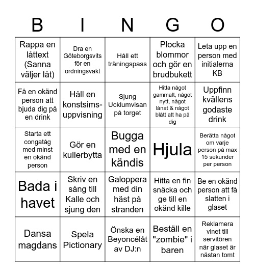 Annas möhippa Bingo Card