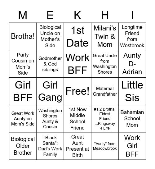 Mekhi's Graduation Mingle Bingo Card