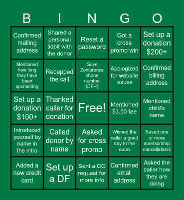 Cultivation Call Listening Bingo Card