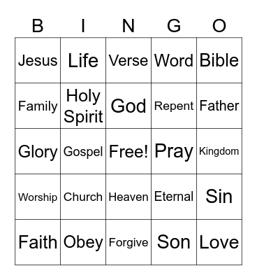 Sermon Bingo Card