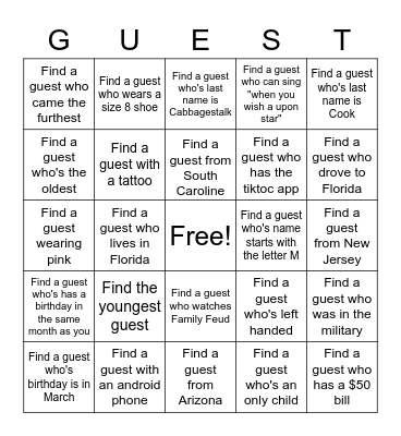 ICE BREAKER Bingo Card