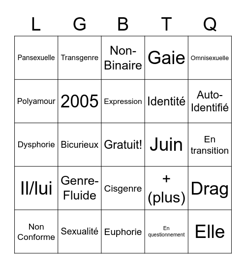 2SLG BingoTQ+ Bingo Card