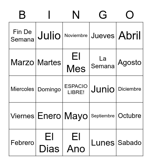 Calendario Bingo Card