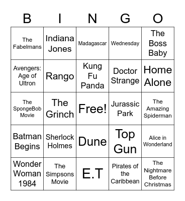 Media Arts Bingo Card