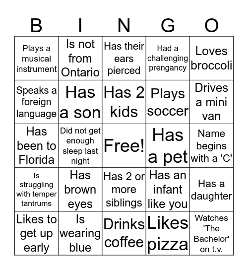 Get to Know you BINGO Card