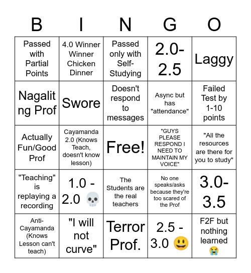 Caleng2 Predictions Bingo Card