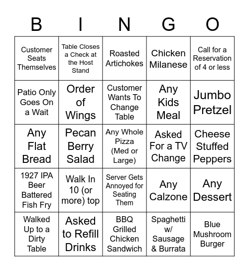 HOST BINGO 5/26-5/30 Bingo Card