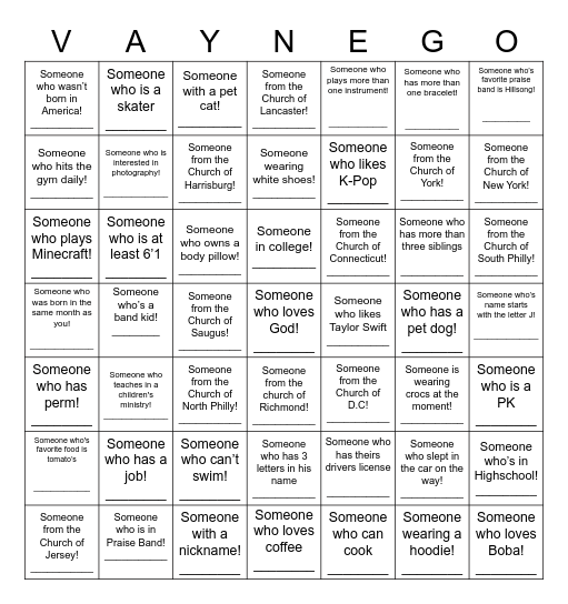VAYNEGO BINGO MADNESS Bingo Card