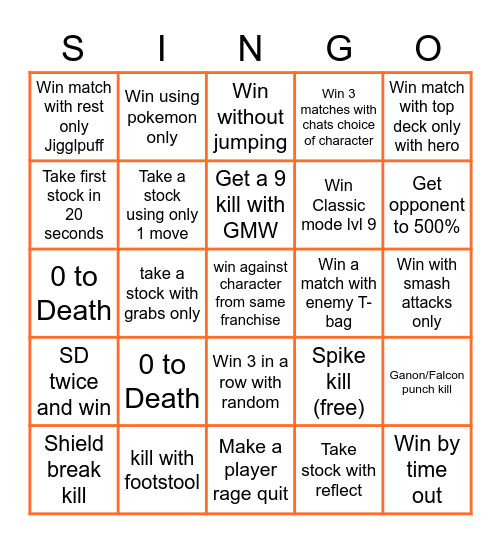 SHMINGO Bingo Card