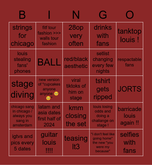 FITF WORLD TOUR Bingo Card