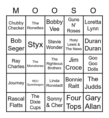 Music BINGO With Moose! Bingo Card