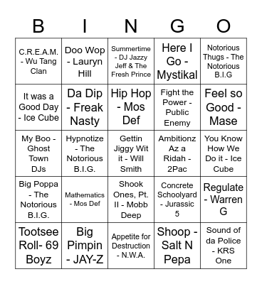 Clouds 90s Bingo! Bingo Card