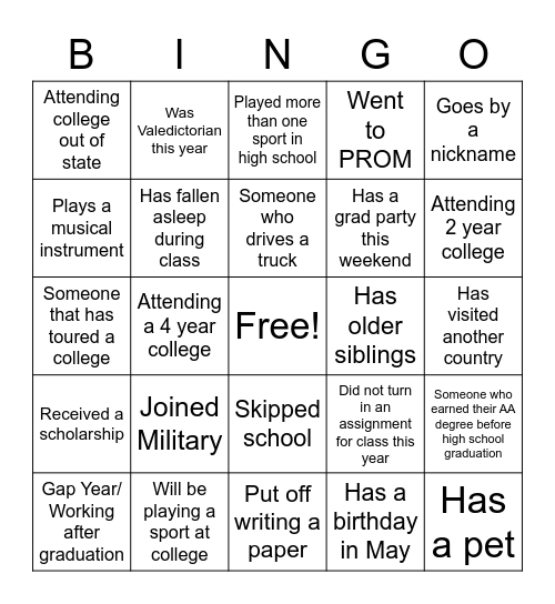 2023 GRAD BLAST BINGO Card