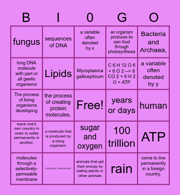 BIO-GO Bingo Card