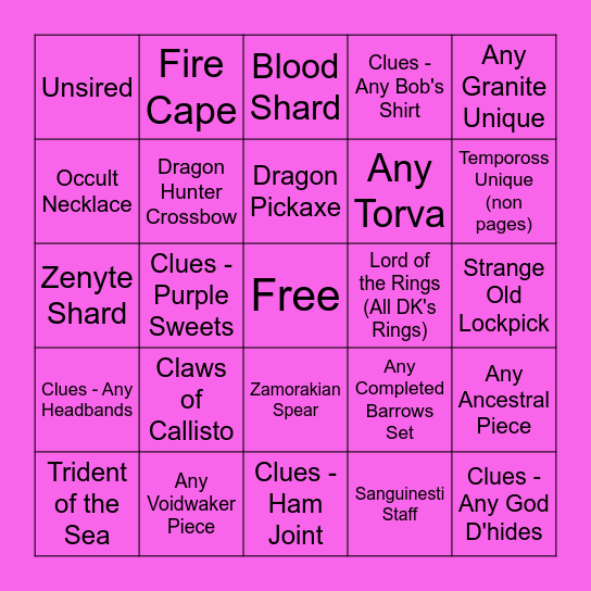 Chompy Legends Bingo Card